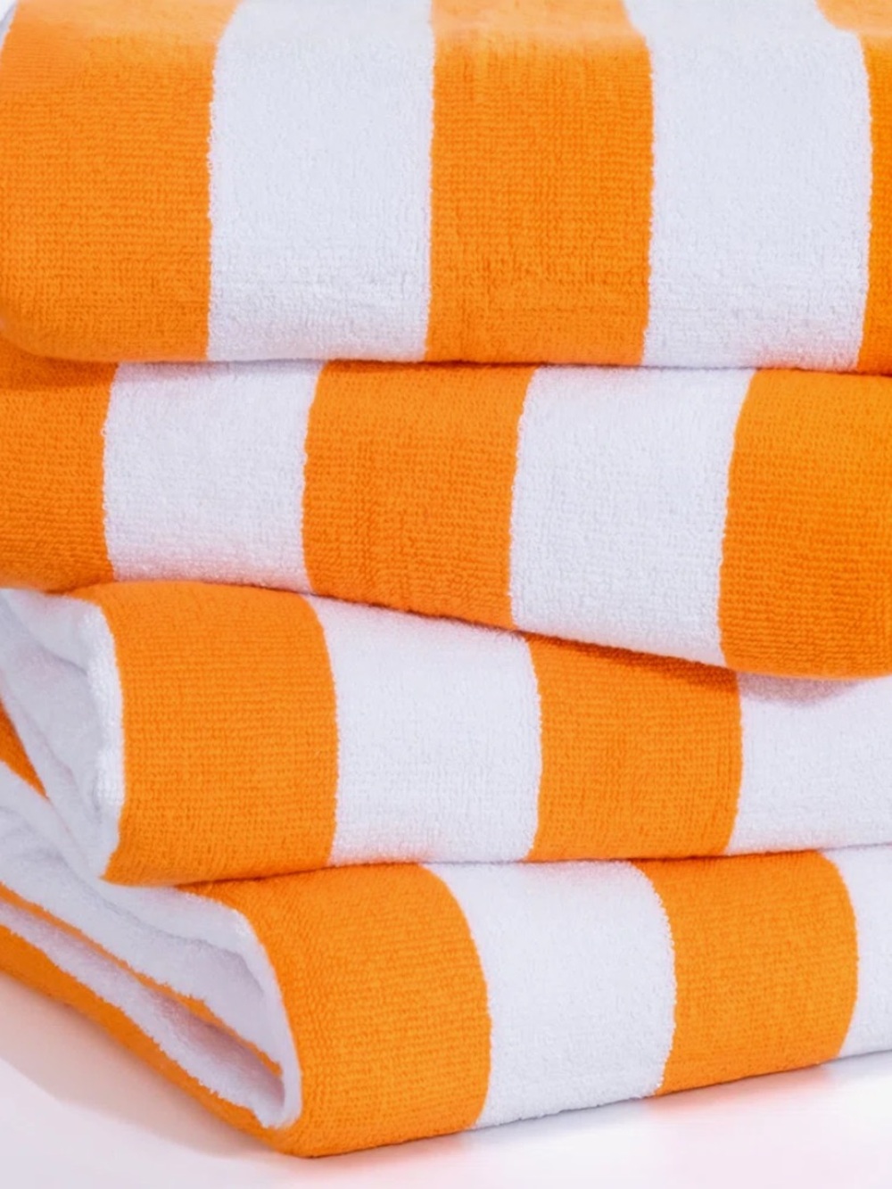 Orange White Cabana Stripe Large Cotton Beach Towel